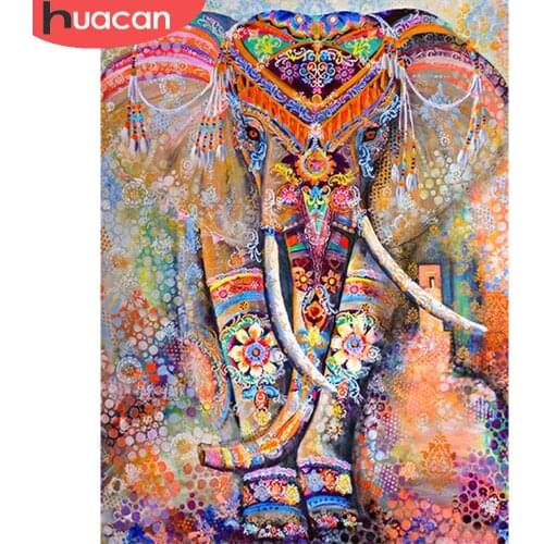 HUACAN Full Square/Round Diamond Painting Animal Elephant Embroidery Cross Stitch Rhinestones Picture Handmade Gift
