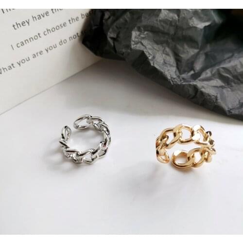 Gold Color Plating Chain Shape RING 8mm Wide For Unisex Vintage Gothic Chunky Midi Ring Antique Jewelry Accessory Gift for Girls