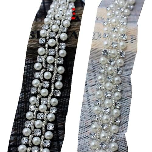 YACKALASI 3 Yds Beaded Lace Ribbon Handwork Beads 3D Floral Lace Sequined Tubes Braid Trims Sewing Band 1.5cm-2.0cm