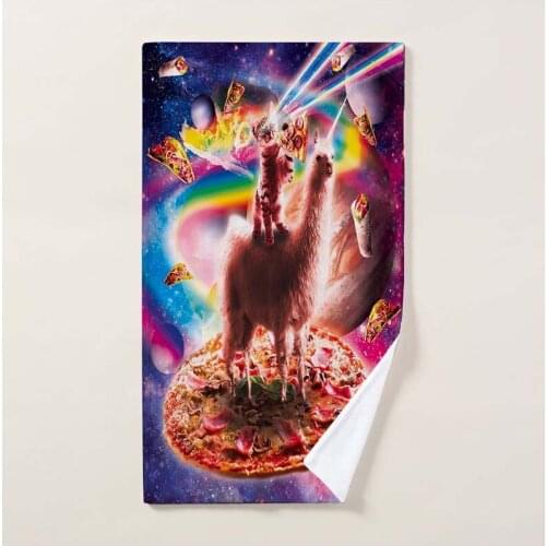 Sloth in Galaxy Space Towel Funny Cartoon Alpaca with Pizza Cat Bath Towel Sloth Gifts for Bathroom Hotel Gym and Spa
