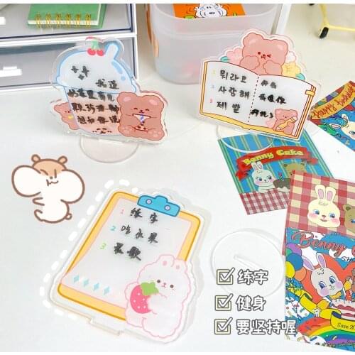Kawaii Bear Rabbit Acrylic Note Board INS Cartoon Mini Memo Message Board Girl Portable Daily Schedule School Stationery