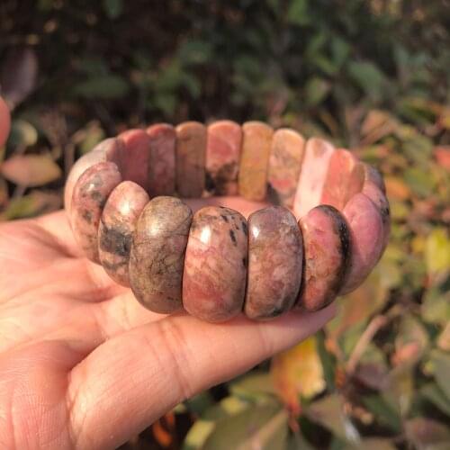 Natural Rhodonite Bracelet Hand Platoon Bangle Crystal Healing Stones Women Jewelry Gift