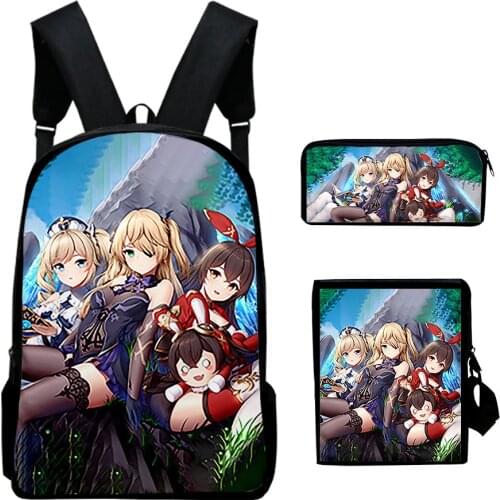 2020 New 3pcs/Set Backpack Genshin Impact Fashion Backpack Shoulder Bags 3D Print School Bag Mochilas Student Backpack