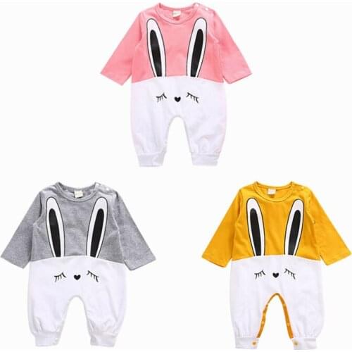 Baby Girls Cartoon Rabbit Clothes One Piece Long Sleeve Autumn Rompers Lovely Shy Bunny Costume Toddlers Girls Jumpsuit Outfits