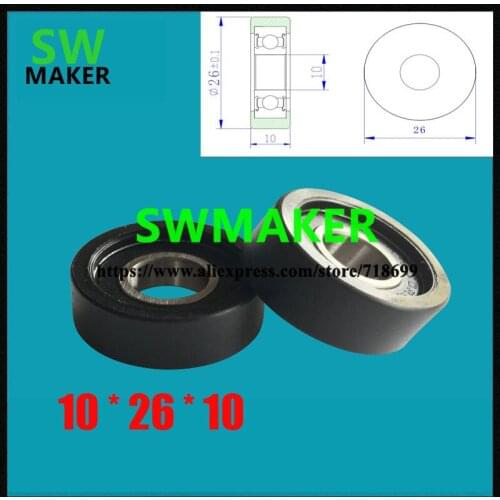 Package plastic bearings, pulleys, mini roller, rubber wheel, POM plastic nylon pulley, diameter 10*26*10, factory direct sales