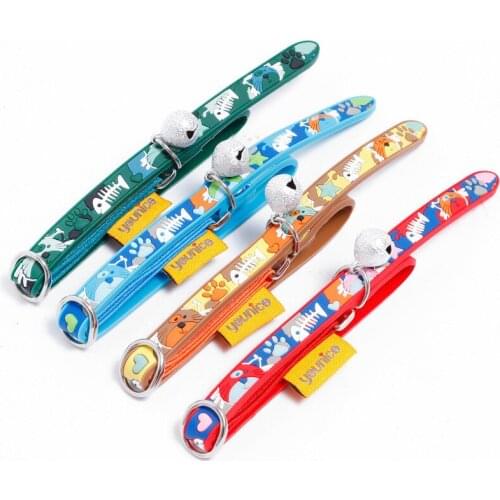 Pet Leash Collar With Bells Cartoon Printed Walking Traction Rope Used for Daily Matching Decoration Photography Gift for Pet