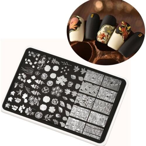 XXL 15cm Rectangle Nail Stamping Plates Stainless Steel Autumn Overprint Stamp Stencils Big Rectangle Nail Stamping Plates,214