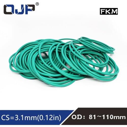 1PC Rubber Ring Green FKM O ring Seal 3.1mm Thickness OD81/85/88/90/91/92/95/96/100/105/110mm Rubber ORings Seal Oil Gasket