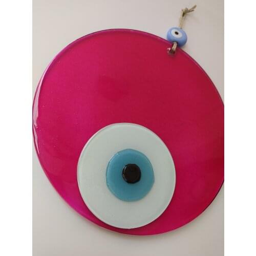 Pink Evil Eye 20 cm Glass Bead Pendant Charm Turkish Handmade Big Amulet for Wall Hanging Nazar Boho Home Decor Nazar Boncugu