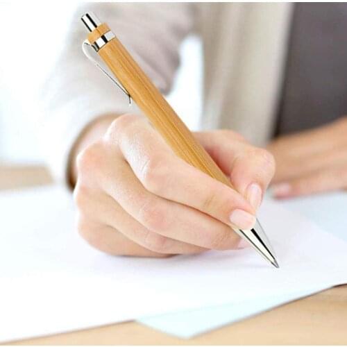 1 Pcs Bamboo Wood Color Ballpoint Pen Bullet-shaped For Smooth Pen Learning Office School Nib Writing Student Supplies Sign M0V5