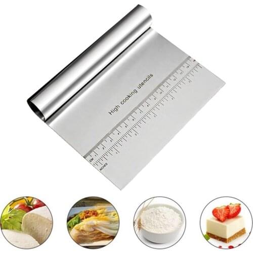 1pc Stainless Steel Cake Scraper Pastry Cutter Baking Cake Cooking Dough Scraper Fondant Spatula Edge DIY Baking Decorating Tool