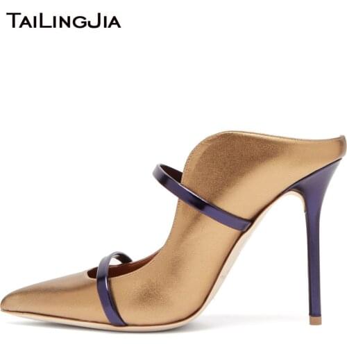 Pointed Toe Women Pumps High Heels Slip on Fashion Satin Thin High Heels Women Mules Elegant Ladies Shoes Slippers Women Shoes