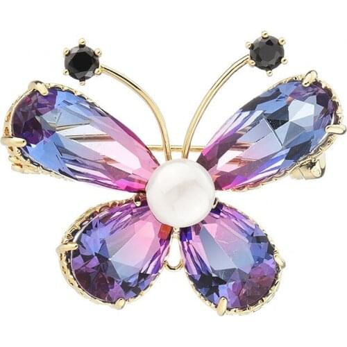 Creative exquisite brooch inlaid micro-trend color zircon crystal butterfly brooch wild costume jewelry accessories