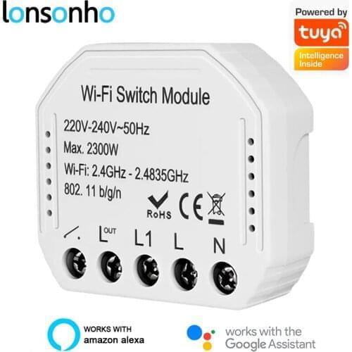 Lonsonho Tuya Smart Life WiFi Smart Switch Relay Module 12V 24V 220V 2 Way Wireless Remote Control Compatible Alexa Google Home