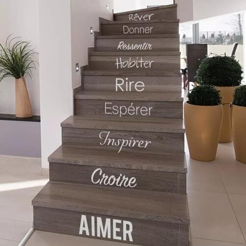 Inspirational French Quotes "Love Dream Hope" Sticker Wall Decals DIY Stickers Art Mural for Staircase Family Decoration