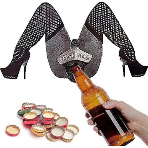 Funny Legs Metal Vintage Bottle Opener Antique Style Practical Wall Mounted Metal Vintage Leg Bottle Opener Bar Beer Corkscrew