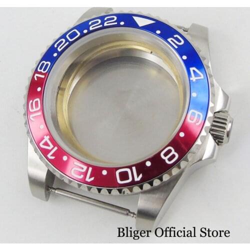 BLIGER Watch Parts Brushed Mental Watch Case With Rotating Bezel 40mm Fit for MIYOTA Automatic Movement