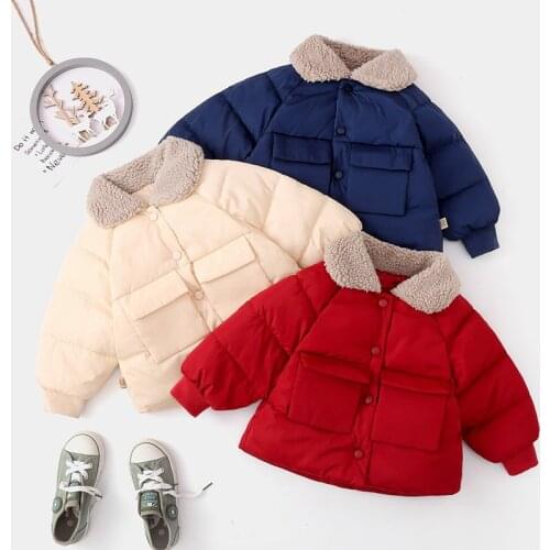 Winter collars children down cotton-padded jacket private cotton thickening brief paragraph coat tide in infants