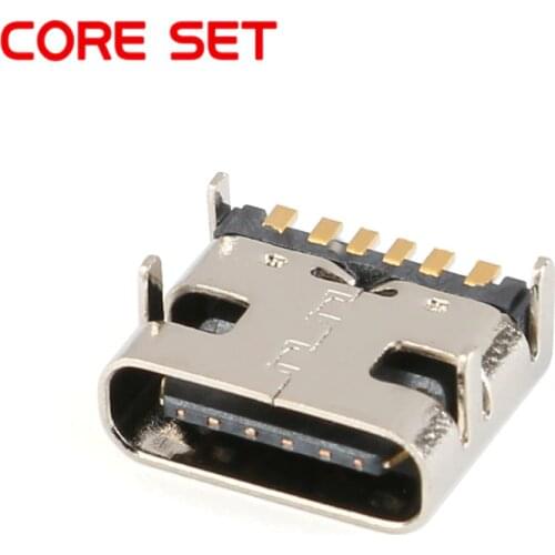 10pcs/lot 6 Pin SMT Socket Connector Micro USB Type C 3.1 Female Placement SMD DIP For PCB design DIY high current charging