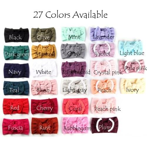 100 pcs/lot, Wholesale Pom pom Bow Nylon Headbands, Cable Knit Nylon Bow Headwraps, Kids Girls Hair Accessories
