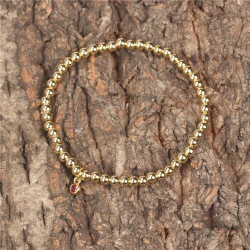 12pcs Months Birthstone 4mm Beads Chain Custom Bracelets Color Zircon Stone Bracelet Personalized Bracelet Gift