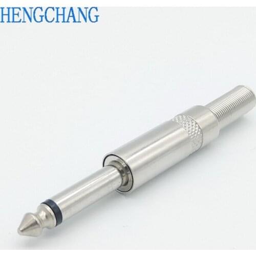 2pcs 6.35mm / 6.5mm 2Pole Mono Amplifier Plug 6.35 / 6.5 Metal Microphone jack plug-in Audio Connector for KTV