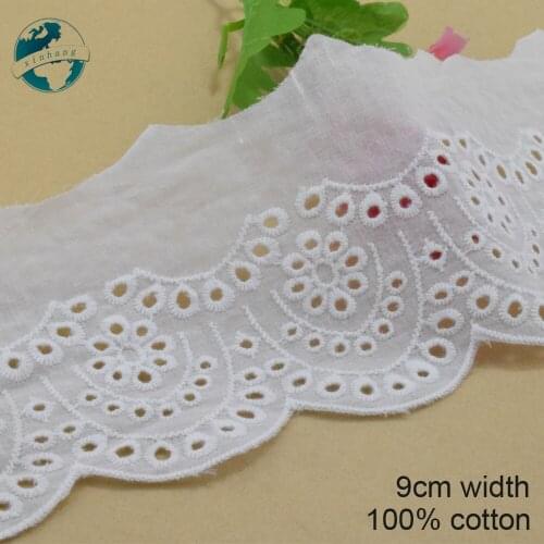 3yards 9cm wide 100% Cotton embroid lace sewing ribbon guipure trim wedding decoration DIY colthes Accessories lace edge#3995