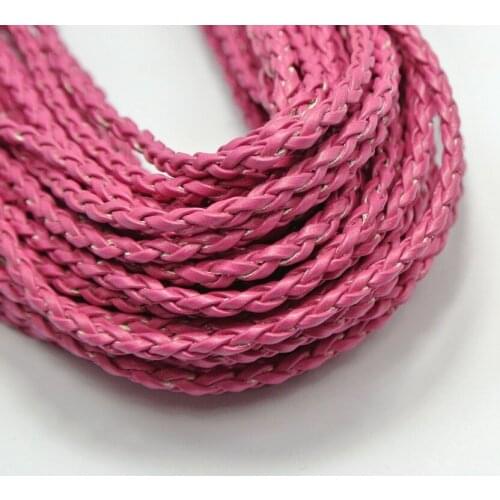 32.8 Feet Hot Pink BOLO Braided Leatheroid String Jewelry Cord 3mm