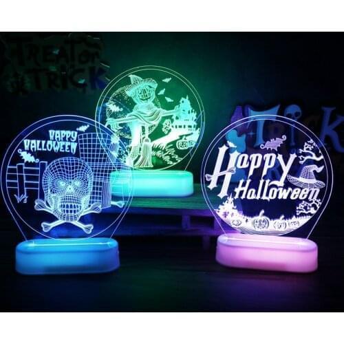 Halloween Scary Skeleton Pumpkin 3D Led Night Lights Halloween Party Decoration Gifts Halloween Ornaments Home Decor