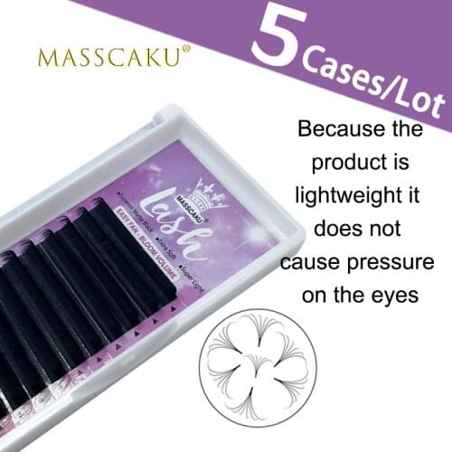 5cases/lot 100% Handmade Eyelashes Fluffy Silk Easy Fanning eyelashes extensions blooming fan eyelash with custom made packaging