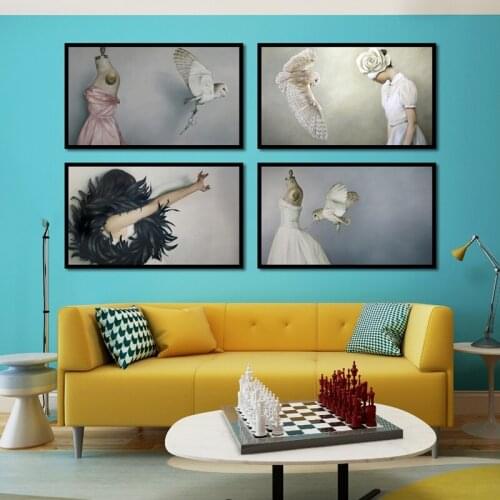 Abstract Classic Sexy Dark Poster Minimalist Animal Pictorial Girl Picture Wall Art Print Canvas for Living Room Bedroom Decor