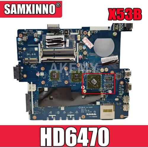Akemy K53BY Motherboard For ASUS X53B K53BY K53BR X53BY LA-7322P laptop Motherboard K53B Mainboard HD6470
