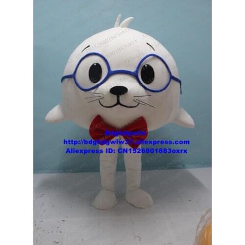 White Seal Sea Dog Sea Lion Sea Dogs Fur Seal Mascot Costume Adult Cartoon Character Take Group Photo Walking Street zx2163