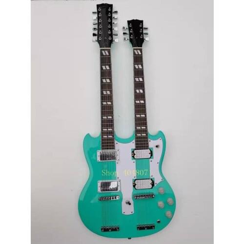Factory Custom Blue Electric Guitar with 6 Strings,Semi-hollow Body,3 Pickups,Chrome Hardwares,White Binding,Offer Customized