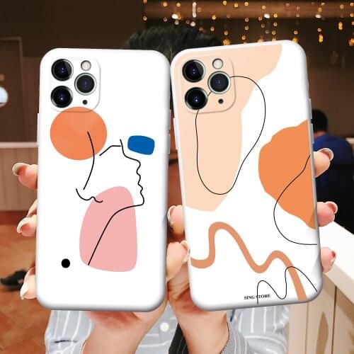 Art Abstract Geometry INS Style Phone Case For iPhone 12 11 Pro Max XR XS Max X 7 8 Plus SE 2020 12Mini 12Pro 11 Graffiti Cover