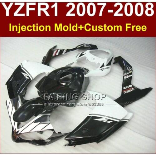 HVHV motorcycle black fairings for YAMAHA YZFR1 2007 2008 Injection bodywork YZF R1 YZF1000 YZF 1000 07 08 body parts R1 V6