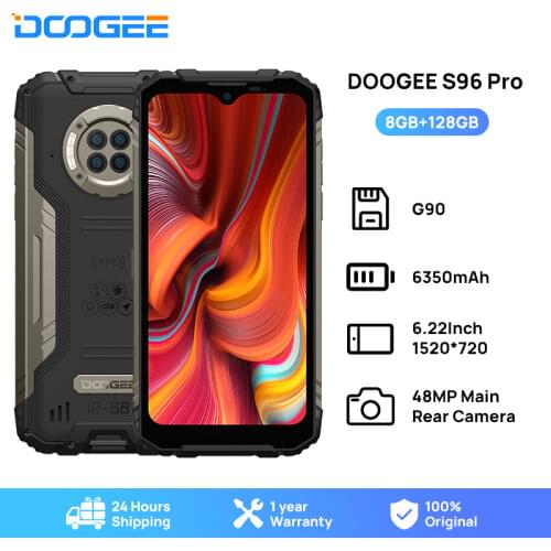 DOOGEE S96 Pro Waterproof Rugged Phone 48MP Round Quad Camera 20MP Infrared Night Vision Helio G90 Octa Core 8GB+128GB 6350mAh