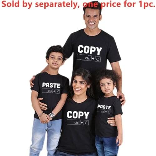 Funny Copy Paste Ctrl C Ctrl V Family Matching T shirts Cotton Summer Short Sleeve Parents and Kids Family Look Outfits