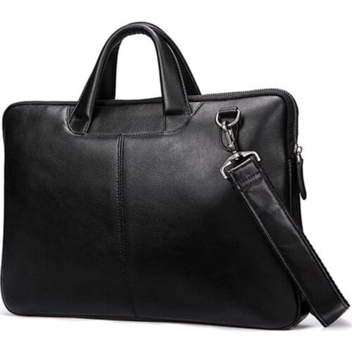 Famous Brand New Design Mens Genuine Leather Briefcase Satchel Bags For Men Business Fashion Shoulder Messenger Bags Laptop Bag