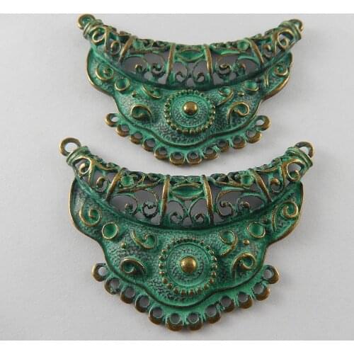 GraceAngie 5pcs Antiqued Green Bronze Tone Alloy Fashion Charm Connector Decor Jewelry Necklace Accessories Hot 67*45*6mm 52016