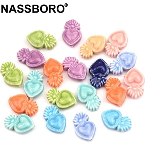 Heart Shape Ceramic Beads for Jewelry Making 16x24mm for DIY Women Bracelets Necklace Jewelry Making Handmade Crafts Supplies