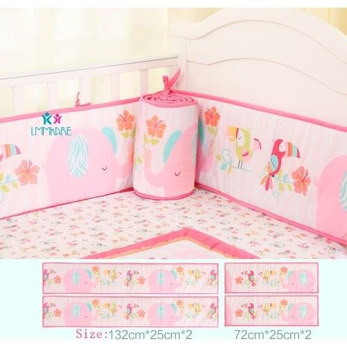 Infant Baby Crib Bumper Bedding Kit Ruffle Bumpers Removable Fender Cartoon Animals Safety Cushion Newborn Bedding