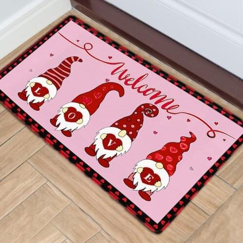 Valentines Day Faceless Doll Door Mat Home Decoration Absorbent Non-slip Door Mat Dwarf Doll Pattern Entrance Mat