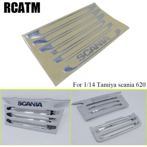 Metal Front Face Sticker LOGO for 1/14 Tamiya RC Truck Trailer Scania 620 DIY Parts