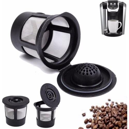 3pcs Reusable Coffee Filter with Wooden Spoon Compatible With for Keurig K Cup for Kitchen Coffee Shop