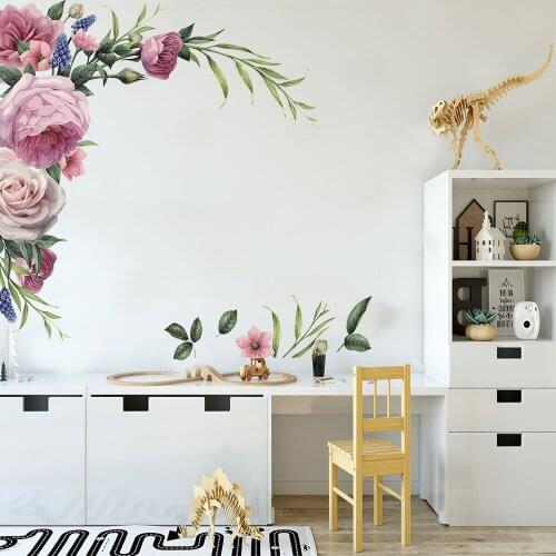 Fashion Wall Sticker Art Sticker Mural Flower Nursery Peony Wall Rose Decal Home Decor
