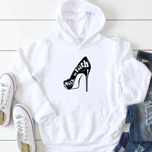 Walk By Faith women fashion hoodies grunge religion graphic quote young hipster unisex hoodie party pullovers pure cotton tops