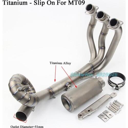 MT09 FZ09 Titanium Full System Slip On For Yamaha MT-09 FZ-09 Motorcycle Modified Muffler Exhaust Escape + Front Link Pipe Laser