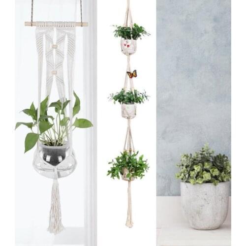 Macrame Wall Hanging Planter Plant Hanger Hand Knitting Natural Cordage Plant Hanger Basket Plant Holder
