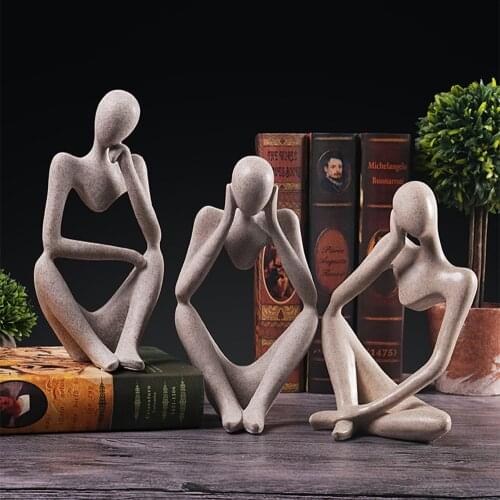 Nordic Thinker Statue Resin Tabletop Ornament Abstract Figure Handicraft Sculpture Living Room Desk Office Home Furnishing Gift